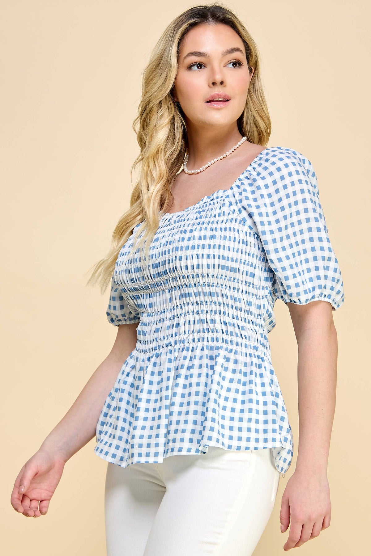 Puff Sleeve Smock Top-TPT