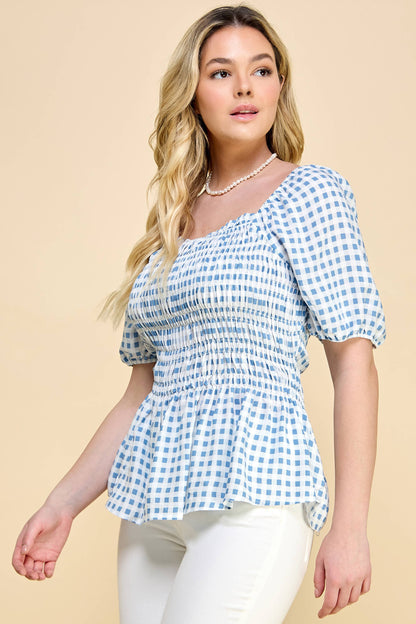 Puff Sleeve Smock Top-TPT