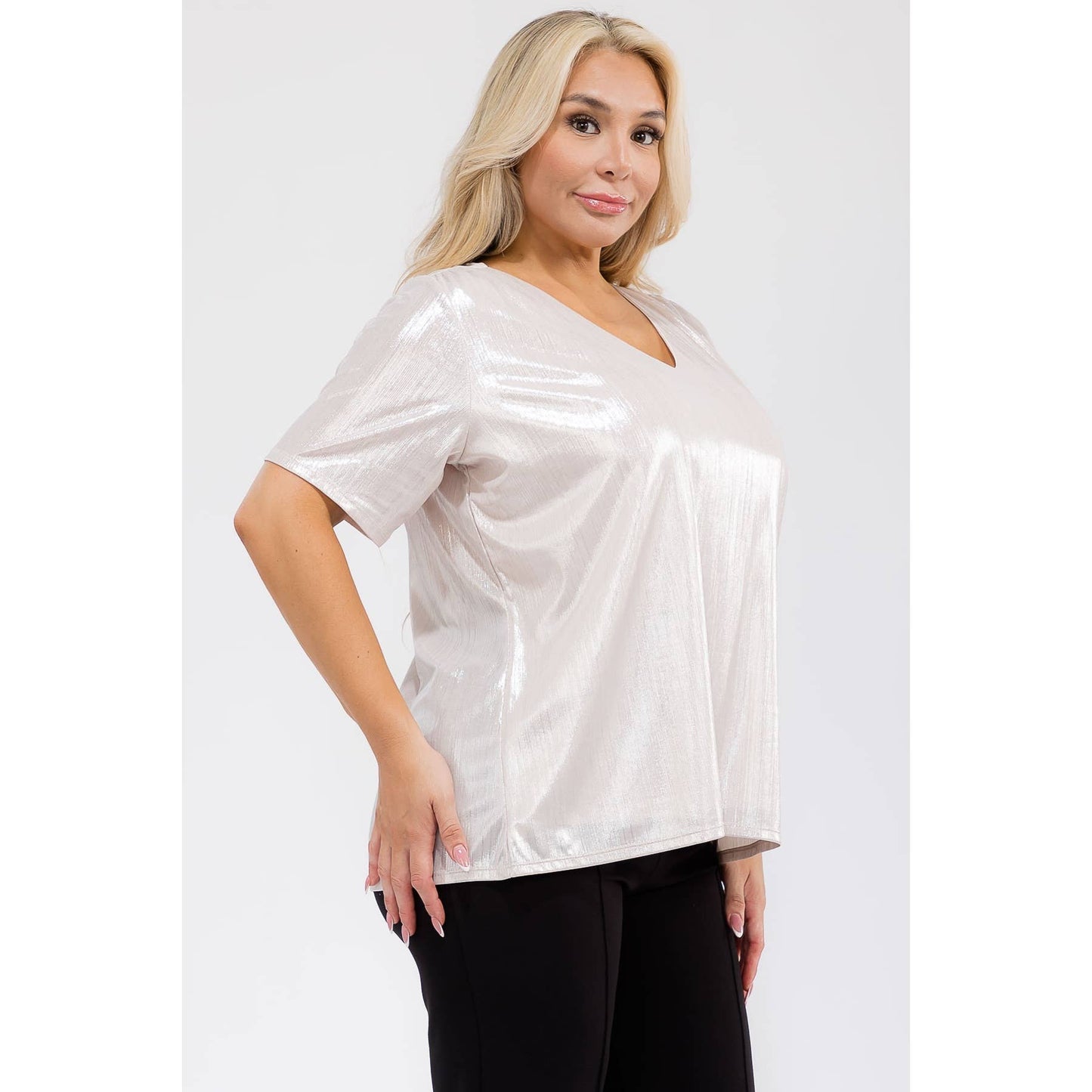 Plus VNeck Shimmer Blouse