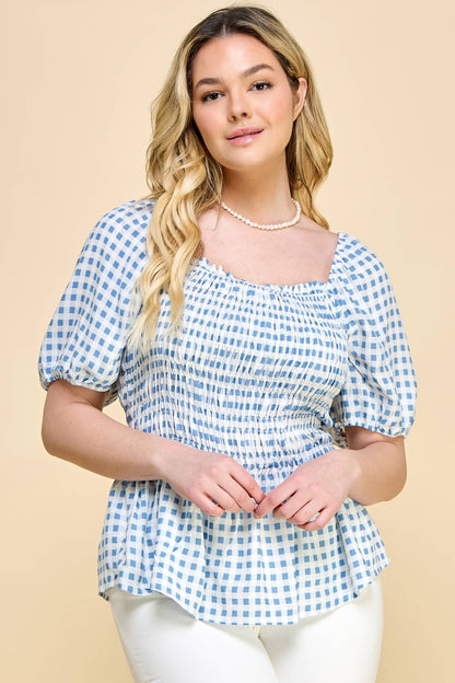 Puff Sleeve Smock Top-TPT