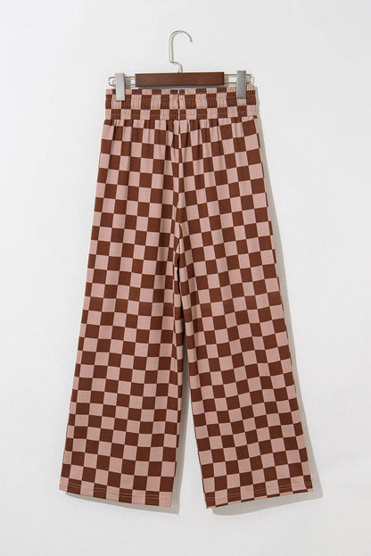 PRETTY BASH - Checker Elastic High Waist Summer Pants