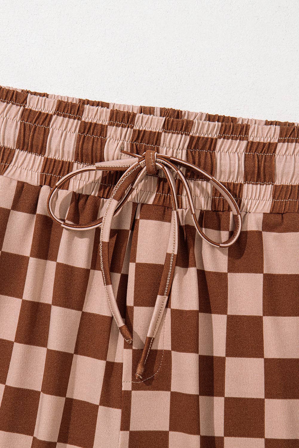 PRETTY BASH - Checker Elastic High Waist Summer Pants