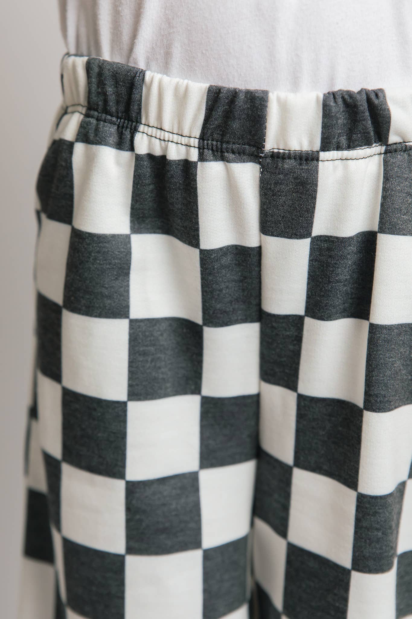 JADE BY JANE - KID STYLE HIGH WAIST CHECKERD STRAIGHT LEG KNIT PANTS