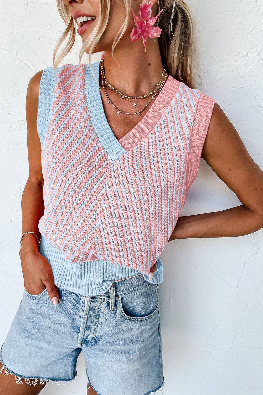 2 Tone Knit VNeck-TPT