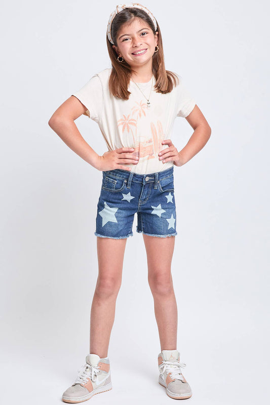 YMI - Girls Star Print Fray Hem Shorts