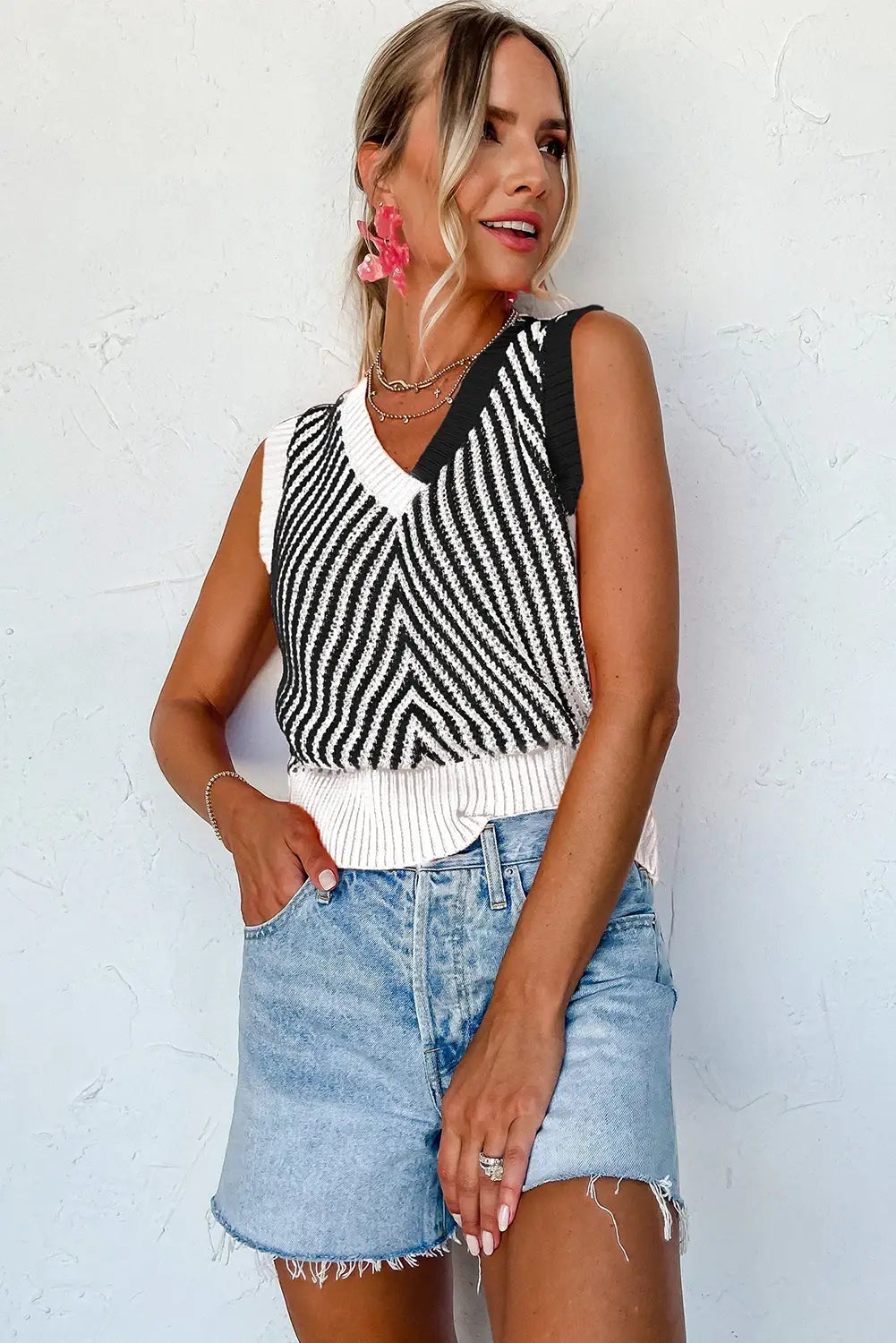 2 Tone Knit VNeck-TPT