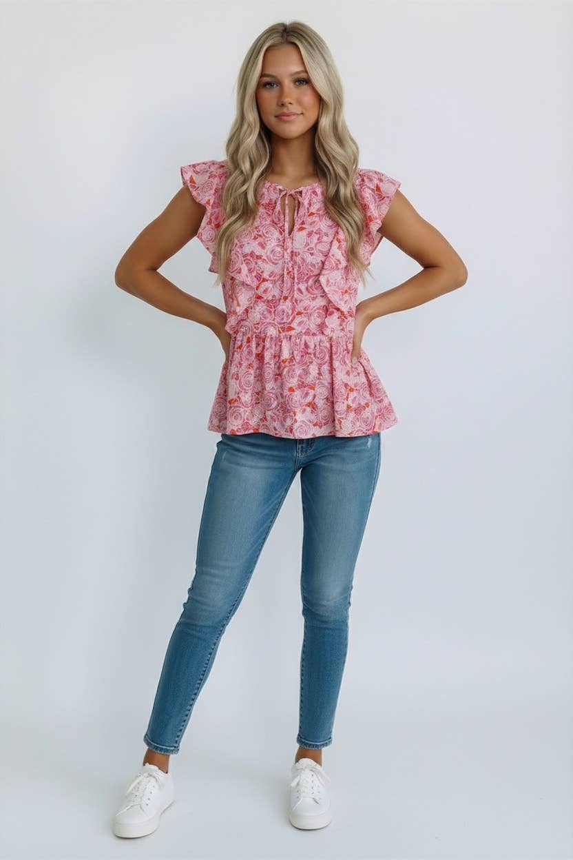 Babydoll Floral Blouse-TPT