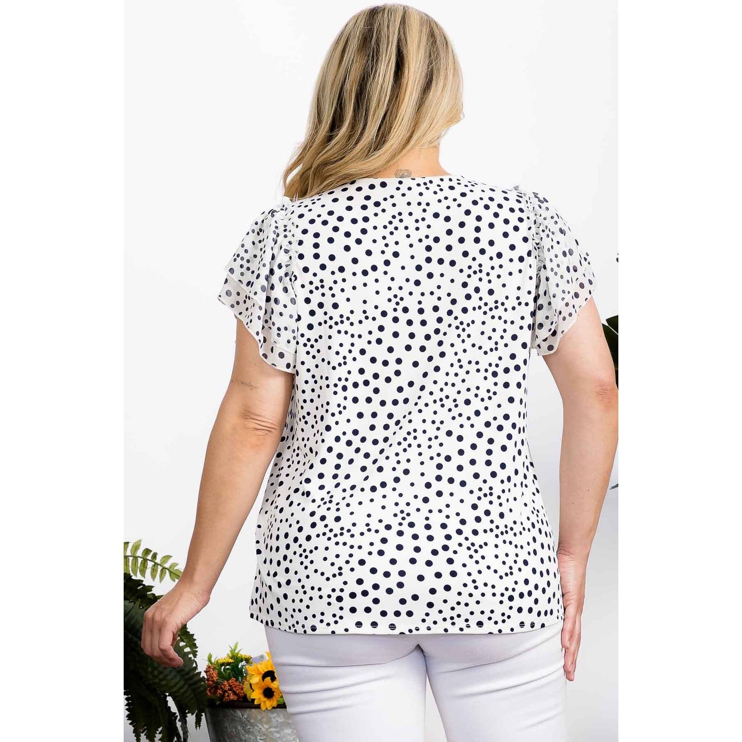 Plus Polka Dot Blouse-TPT