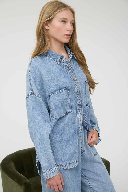 Chambray Button Down Shirt-TPT